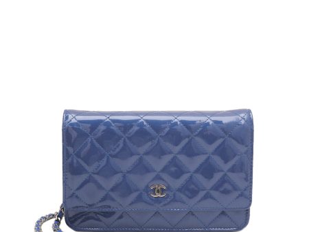 Chanel Blue Classic Wallet On Chain Cheap