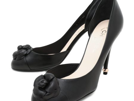 Chanel Black Camellia Half D orsay Pumps 42 Supply