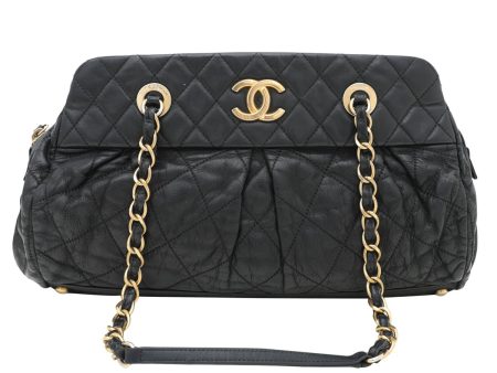 Chanel Black CC Chic Quilt Iridescent Bowling Bag Discount