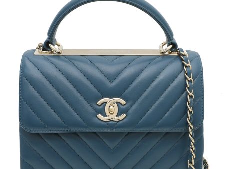 Chanel Blue CC Chevron Trendy Top Handle Small Bag For Cheap