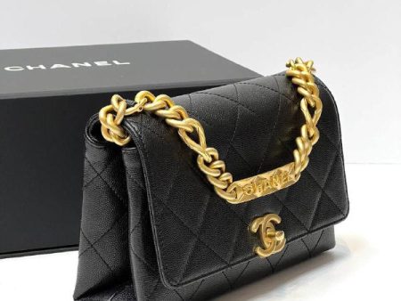 Chanel Logo Chain Flap Bag black Online