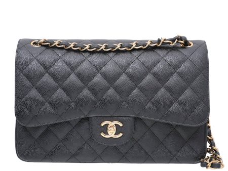 Chanel Black Classic Jumbo Double Flap Bag For Discount