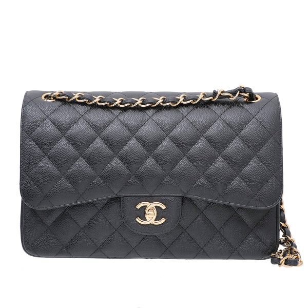 Chanel Black Classic Jumbo Double Flap Bag For Discount