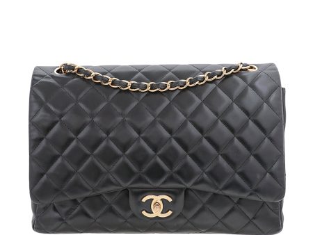 Chanel Black Classic Double Flap Maxi Bag on Sale