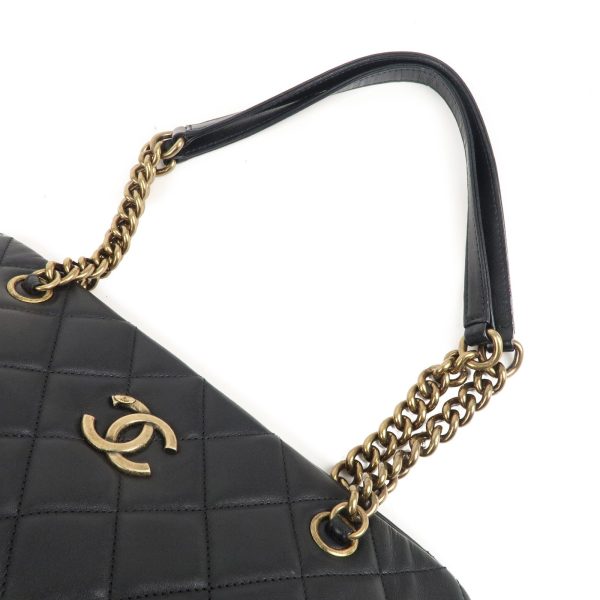 CHANEL Matelasse Lamb Skin Chain Shoulder Bag Black Vintage Gold Hot on Sale