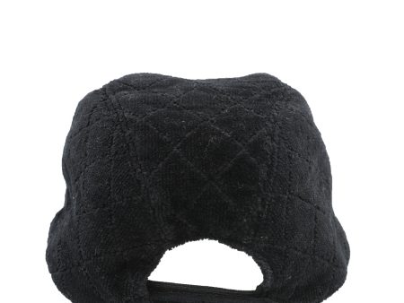 Chanel Black CC Quilted Diamond Baseball Hat Small on Sale