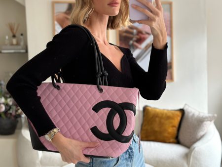 Chanel Pink Cambon CC Knot Quilted Handbag In Lambskin Leather and Silver Hardware Cheap