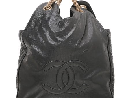 Chanel Black Vinyl Rock Hobo Bag on Sale