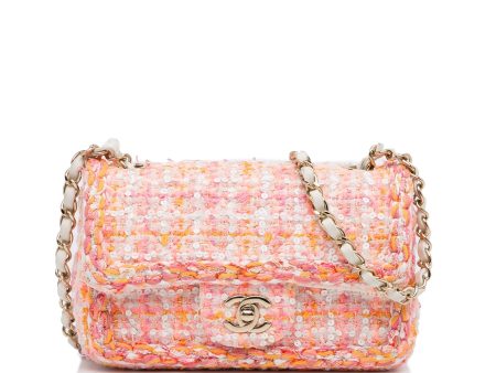 Chanel Classic Flap Bag Mini Multicolor Tweed Silver Hot on Sale