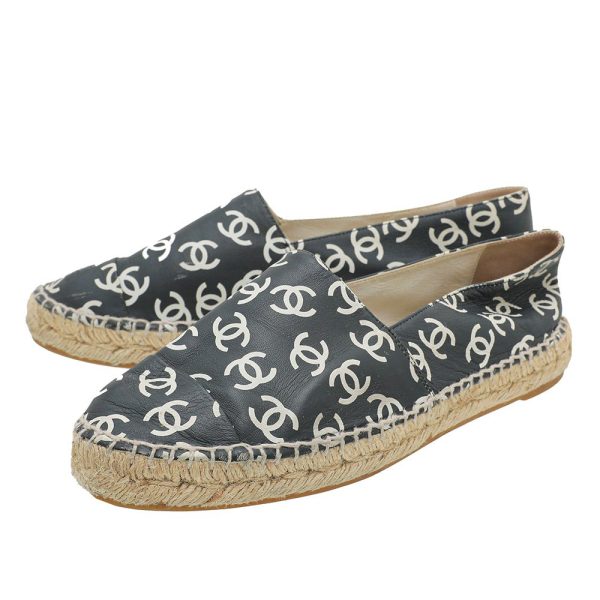 Chanel Bicolor CC Logo Print Espadrille 38 on Sale