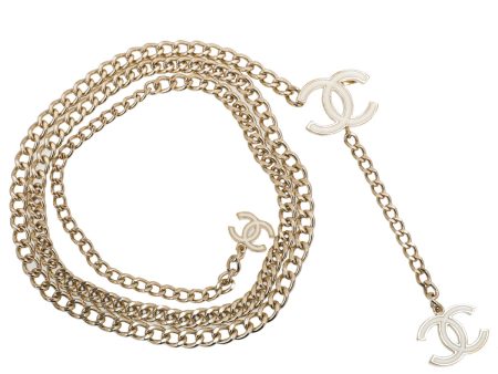 Chanel White CC Chain Link Belt Cheap