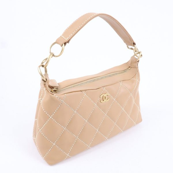 CHANEL Wild Stich Lambskin Shoulder Bag Hand Bag Beige A20663 Supply