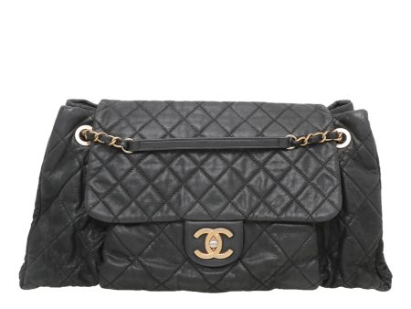 Chanel Black Chic Quilt Accordion Flap Medium Bag Cheap