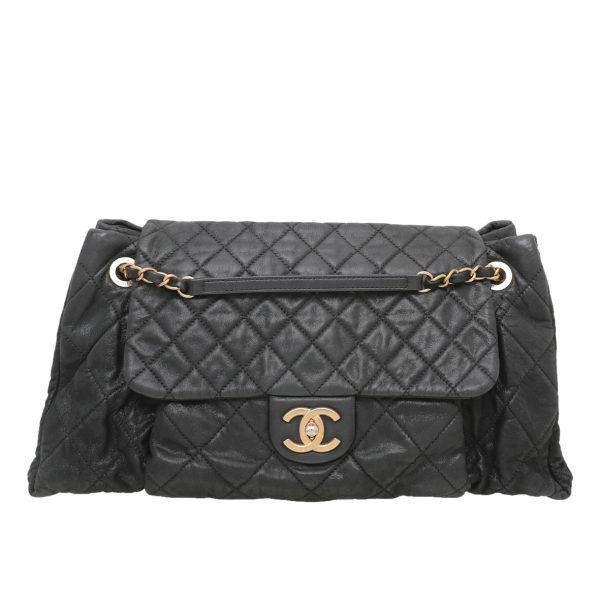 Chanel Black Chic Quilt Accordion Flap Medium Bag Cheap