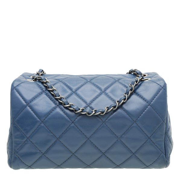 Chanel Blue CC Accordion Aged Flap Bag Online now