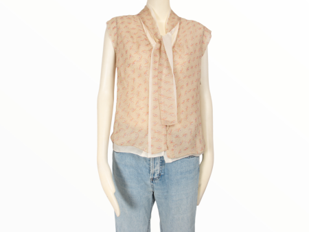 Chanel print beige top - S - 1990s For Cheap