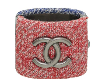 Chanel Bicolor CC Fabric Wide Cuff Bracelet For Cheap