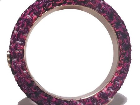 Chanel Purple Tweed and Steel Bangle Bracelet Online Hot Sale