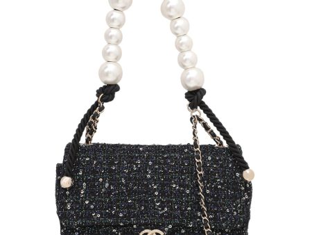 Chanel Bicolor CC Tweed Pearl Flap Medium Bag For Sale