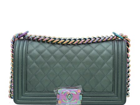 Chanel Blue Green Iridescent Le Boy Medium Bag Online now