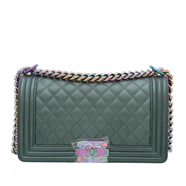 Chanel Blue Green Iridescent Le Boy Medium Bag Online now