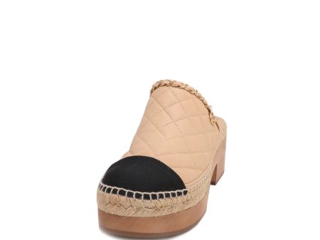 Chanel Bicolor CC Chain Espadrille Wooden Mules 38 Online now