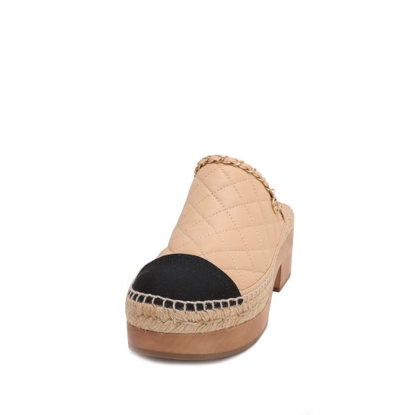 Chanel Bicolor CC Chain Espadrille Wooden Mules 38 Online now