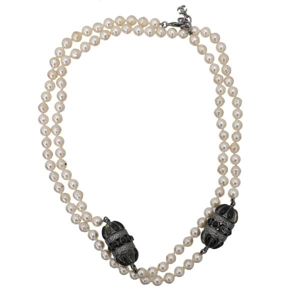 Chanel Bicolor CC Pearl Paris Byzance Links Necklace For Cheap