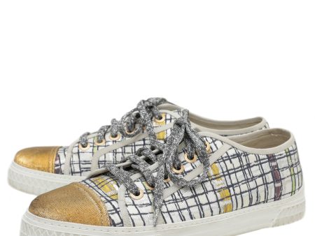 Chanel Brocade Fabric Lame Cap Toe Low Sneaker 41 Sale