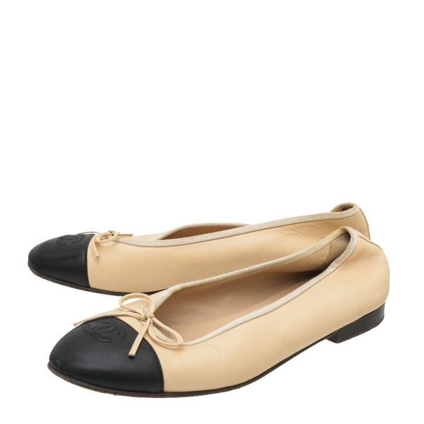 Chanel Bicolor CC Cap Toe Ballet Flats 38.5 Online Sale