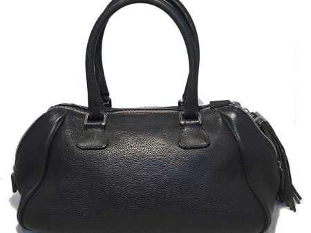 Chanel Black Leather Zip and Tassel Pull Tote Bag Hot on Sale