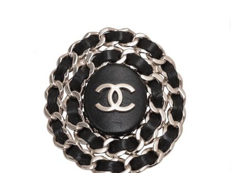 Chanel Black CC Woven Chain Oval Brooch Online Hot Sale