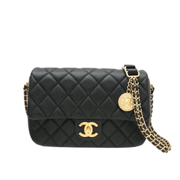 Chanel Black Medallion Flap Bag Supply