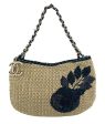 Chanel Woven Tan Rattan Straw Wool Trim Camellia Flower Shoulder Bag Online Sale