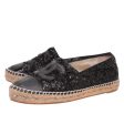 Chanel Black CC Cap Toe Sequins Espadrille 37 For Cheap