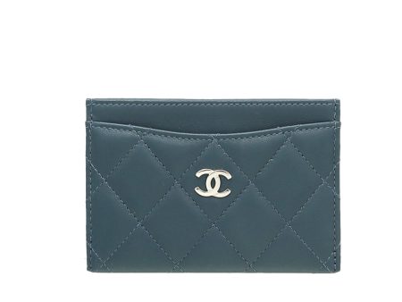 Chanel Blue Classic Card Holder For Sale