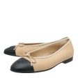 Chanel Bicolor CC Cap Toe Bow Flat Ballerina 39.5 Online Hot Sale