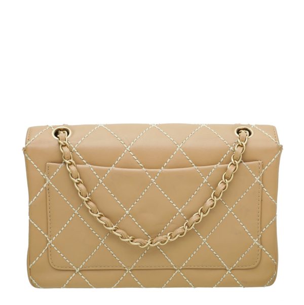 Chanel Beige Wild Stitch Flap Medium Bag For Discount