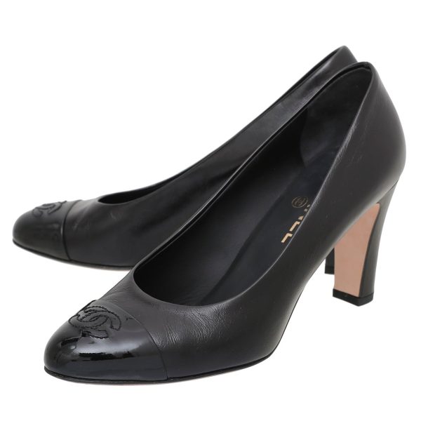 Chanel Black CC Cap Toe Pump 38 Cheap