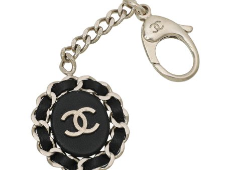 Chanel Black CC Interwoven Bag Charm on Sale