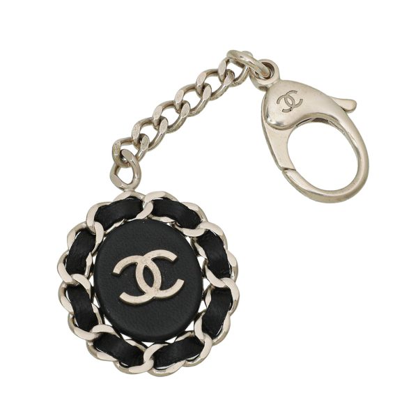 Chanel Black CC Interwoven Bag Charm on Sale