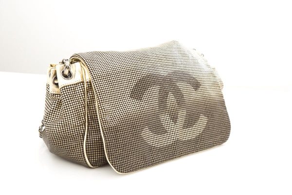 Chanel 2006 2008 COCO MARK Gold Perforated Lambskin Handbag Online now