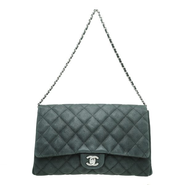 Chanel Black CC Nubuck Clutch On Chain For Sale