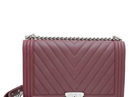 Chanel Burgundy Le Boy Chevron New Medium Flap Bag Online now