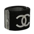 Chanel Black CC Velvet Wide Cuff Bracelet Fashion