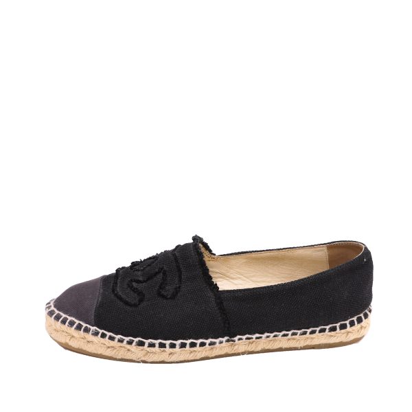 Chanel Black CC Linen Espadrille 40 Discount