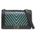 Chanel Black Le Boy Painted Chevron Medium Flap Bag on Sale