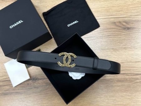 Chanel Calfskin & Gold-Tone Metal Black Belt Online now