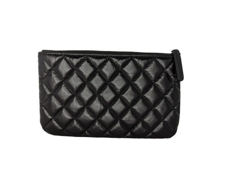 Chanel Black Aged Calfskin O Case 2.55 Reissue Pouch For Sale