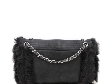 Chanel Black CC Mouton Fur Flap Bag Online Sale